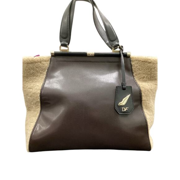 New Never Used Diane Von Furstenberg Bag Women’s 1 Size Shearling &Leather Brown - Picture 3 of 9